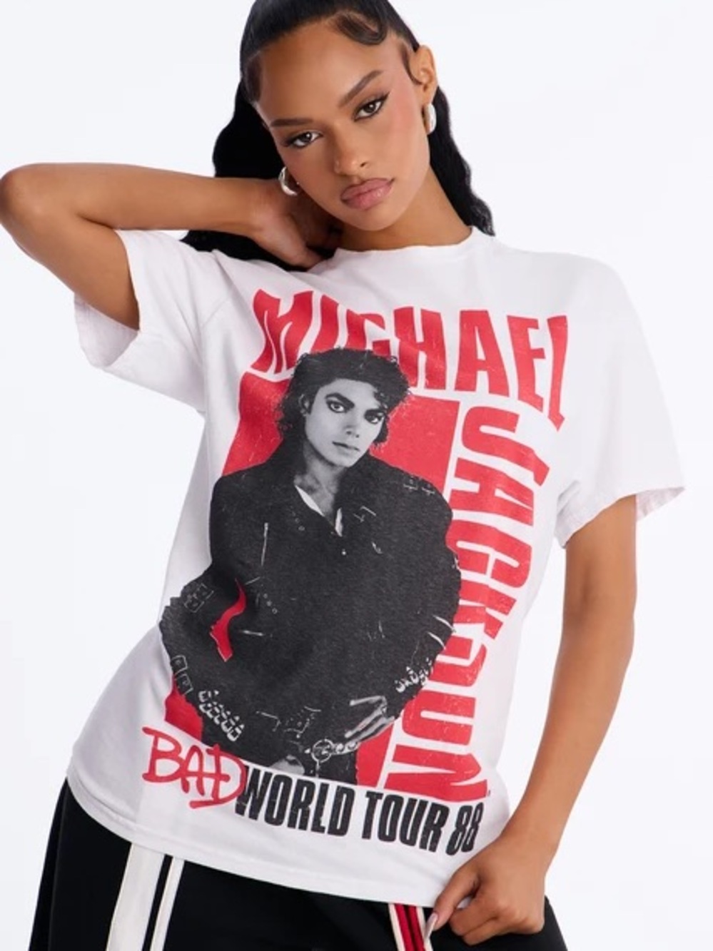 White Michael Jackson 'Bad' Tour Graphic Tee